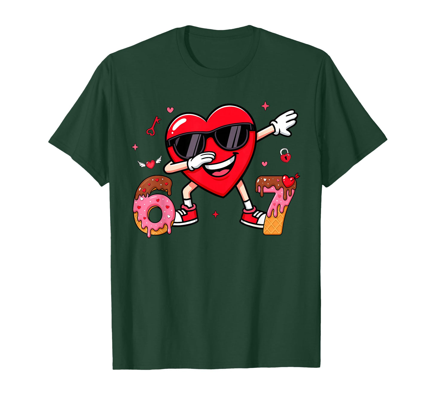 Valentines Day Six Seven Bruh 6 7 Meme Dab Heart Kids Boys T-Shirt