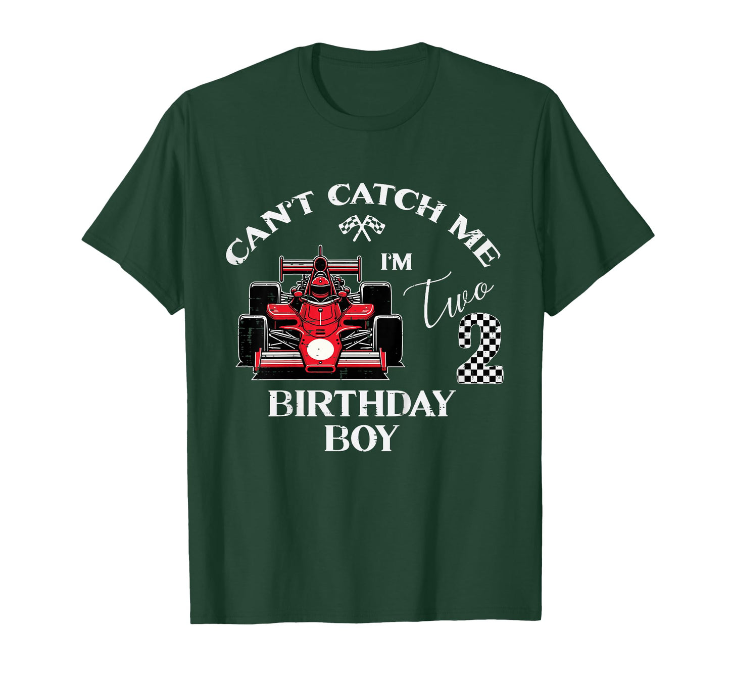 Kids 2nd Birthday Race Car Bday Boy Cant Catch Me Im 2 Years Boys T-Shirt