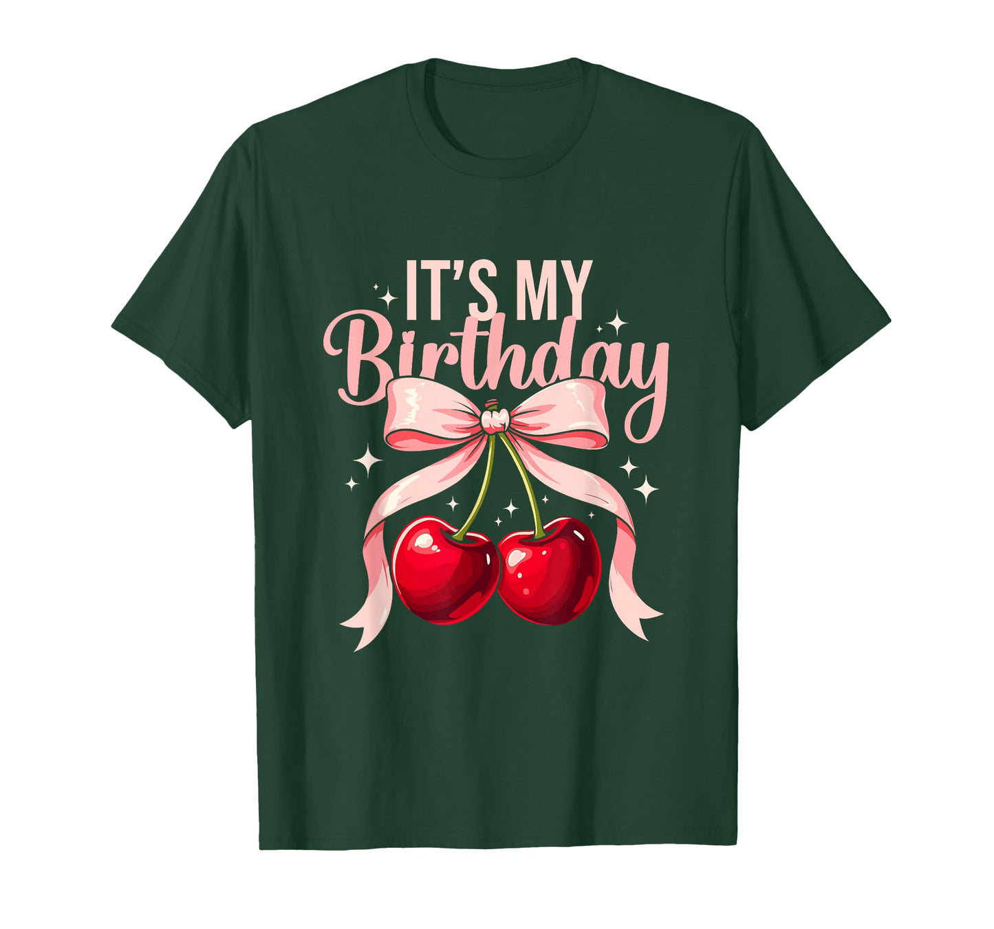 It's My Birthday Coquette Bow Cherry Birthday Girls Women T-Shirt