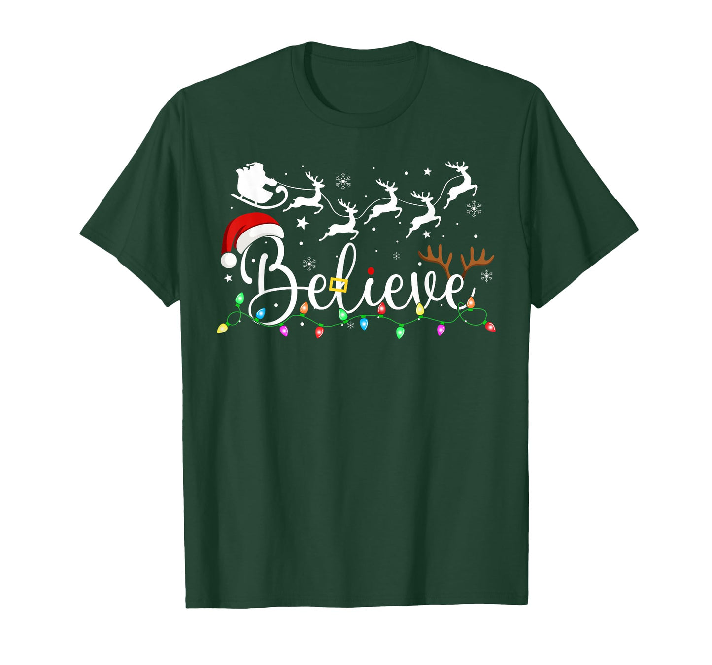 Believe Santa Claus Believe Christmas Matching Pajama Xmas T-Shirt