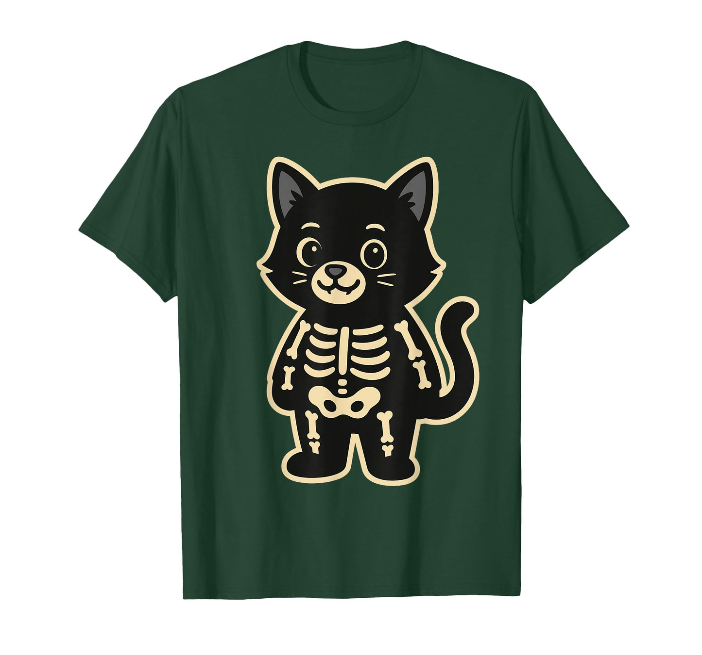 Funny Cat Skeleton Costume for Kids Boys Girls Halloween T-Shirt