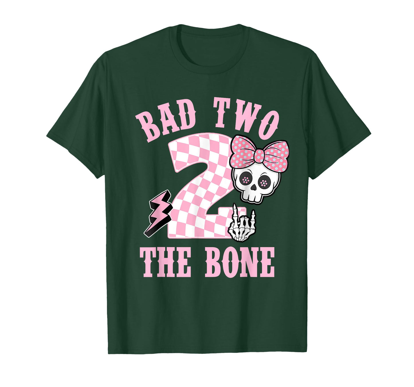 Bad Two The Bone Party Decorations 2 Years Old Birthday Kids T-Shirt