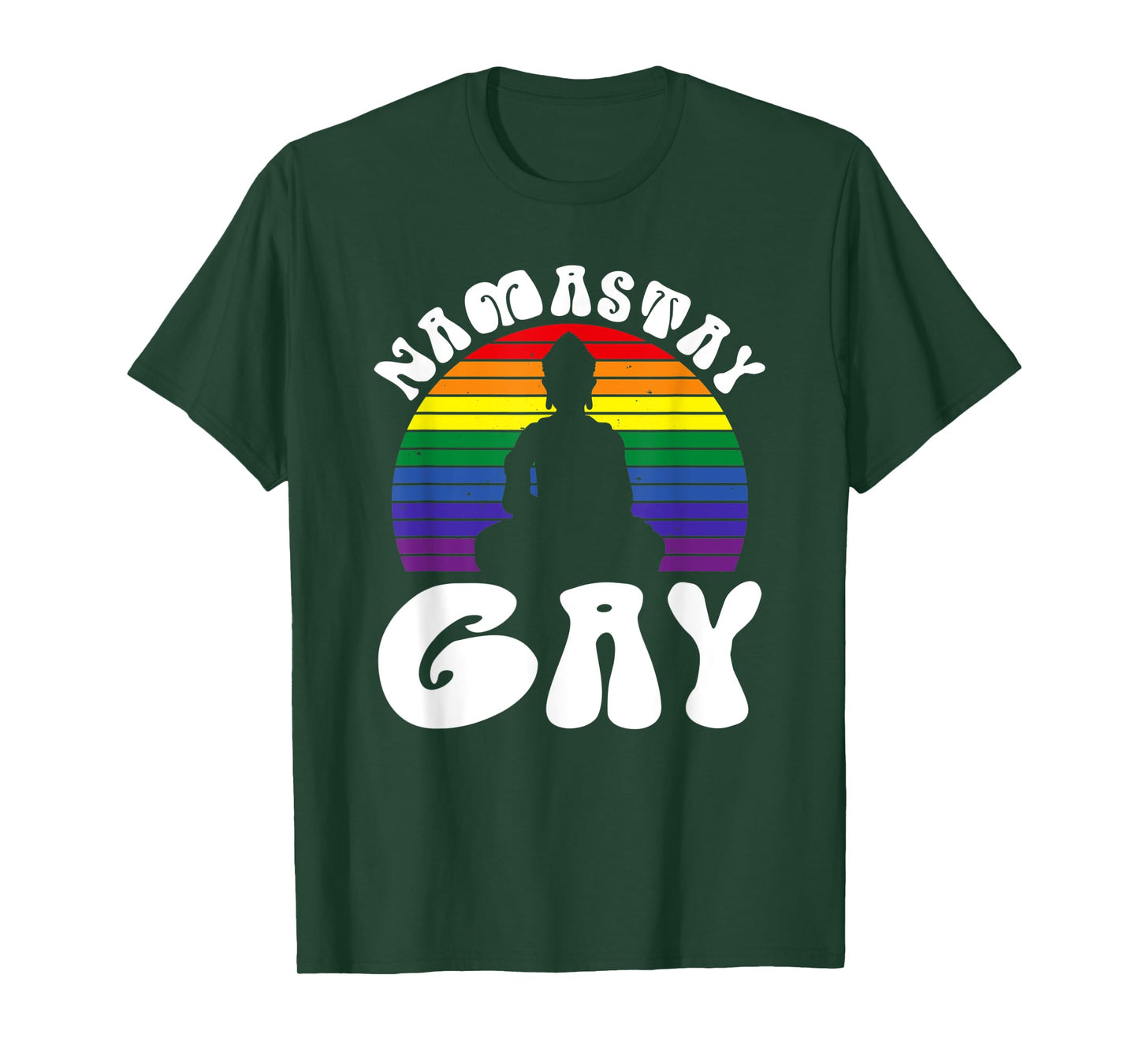 Namastay Gay Pride Meditation Buddha LGBTQ Rainbow Flag Ally T-Shirt