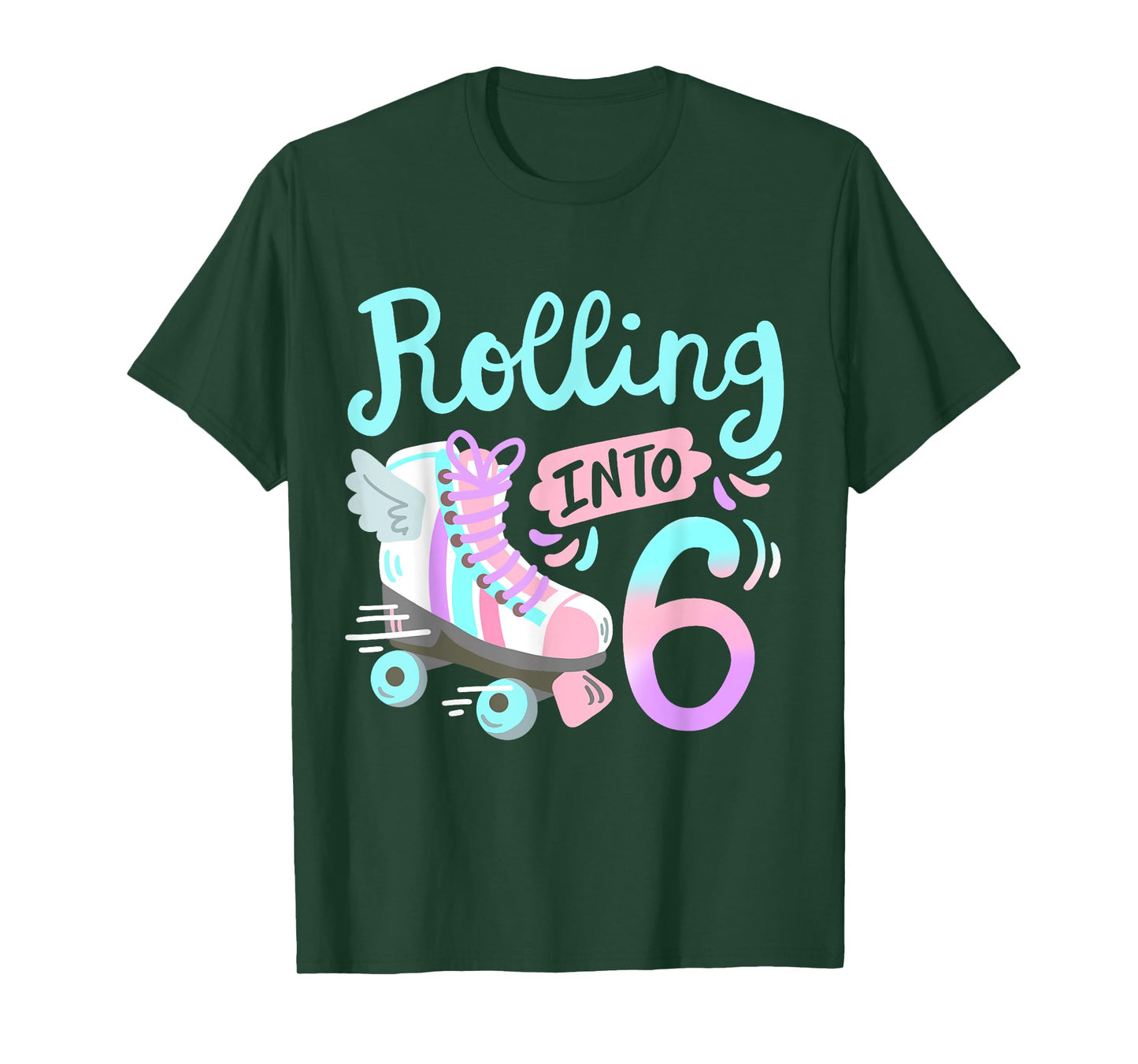 Rolling Into 6 Roller Skates Skater Girl 6th Birthday Party T-Shirt