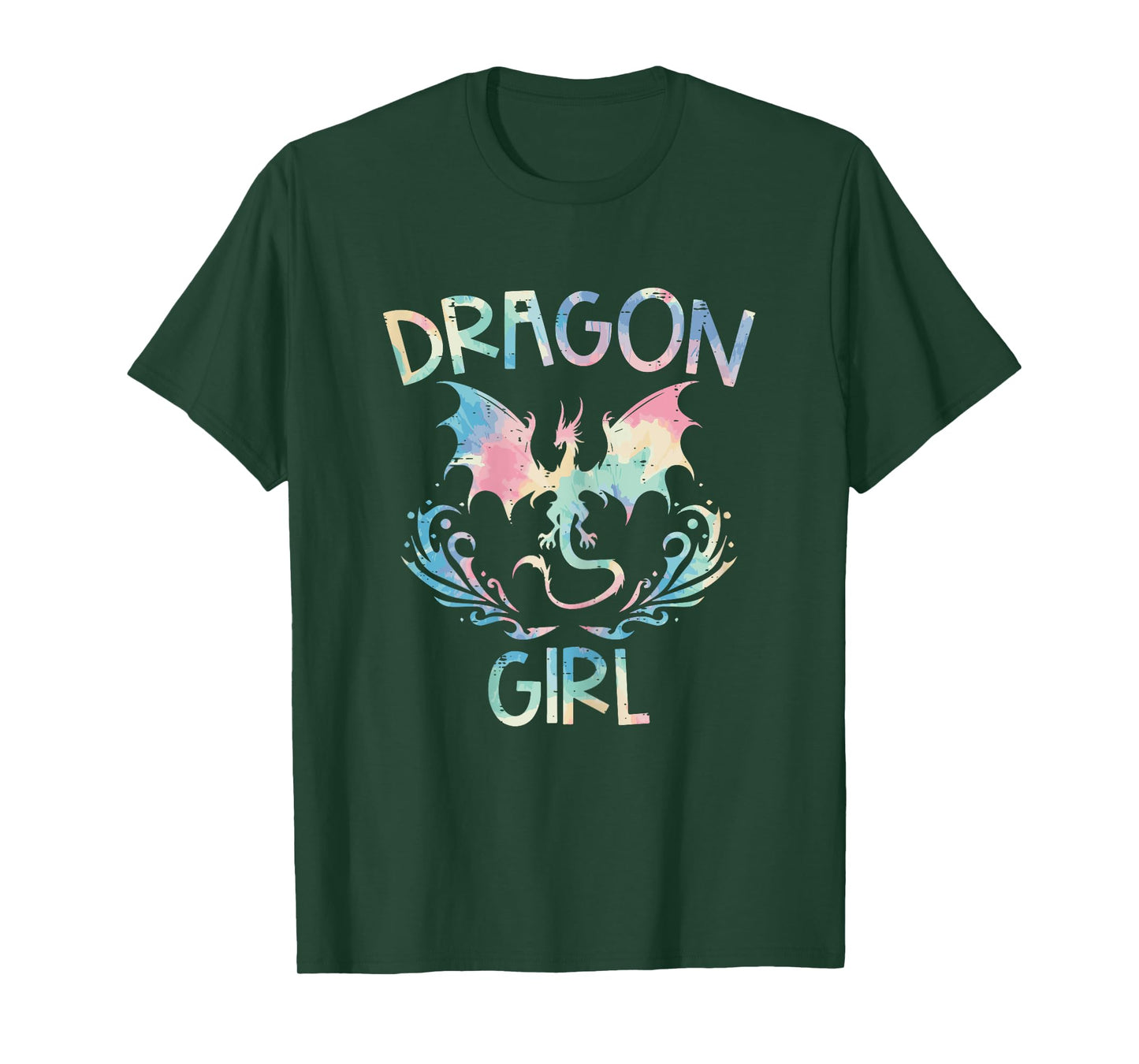 Dragon Girl Tie Dye Cute Fantasy Mythical Women Girls Kids T-Shirt
