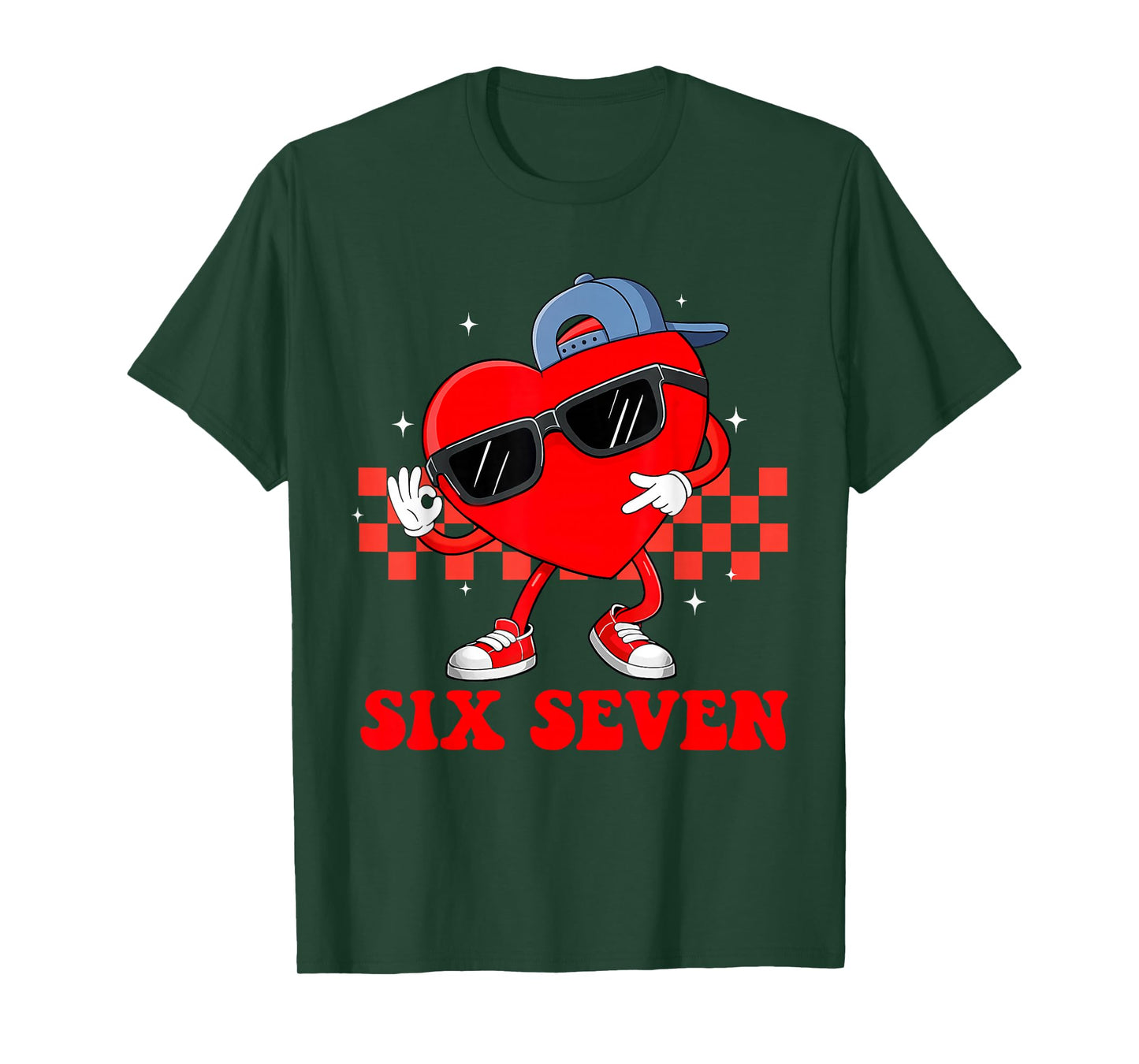 Funny Meme Six Seven 6 7 Valentine Groovy Heart Men Boy Kid T-Shirt