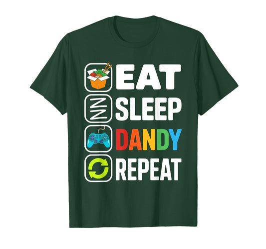 Retro Funny Gamer Eat Sleep Dandy Repeat Pixel Foodie T-Shirt