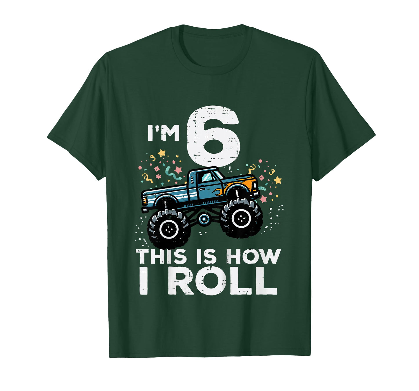 Kids Im 6 Years Old Monster Truck 6th Birthday Boys Kids T-Shirt