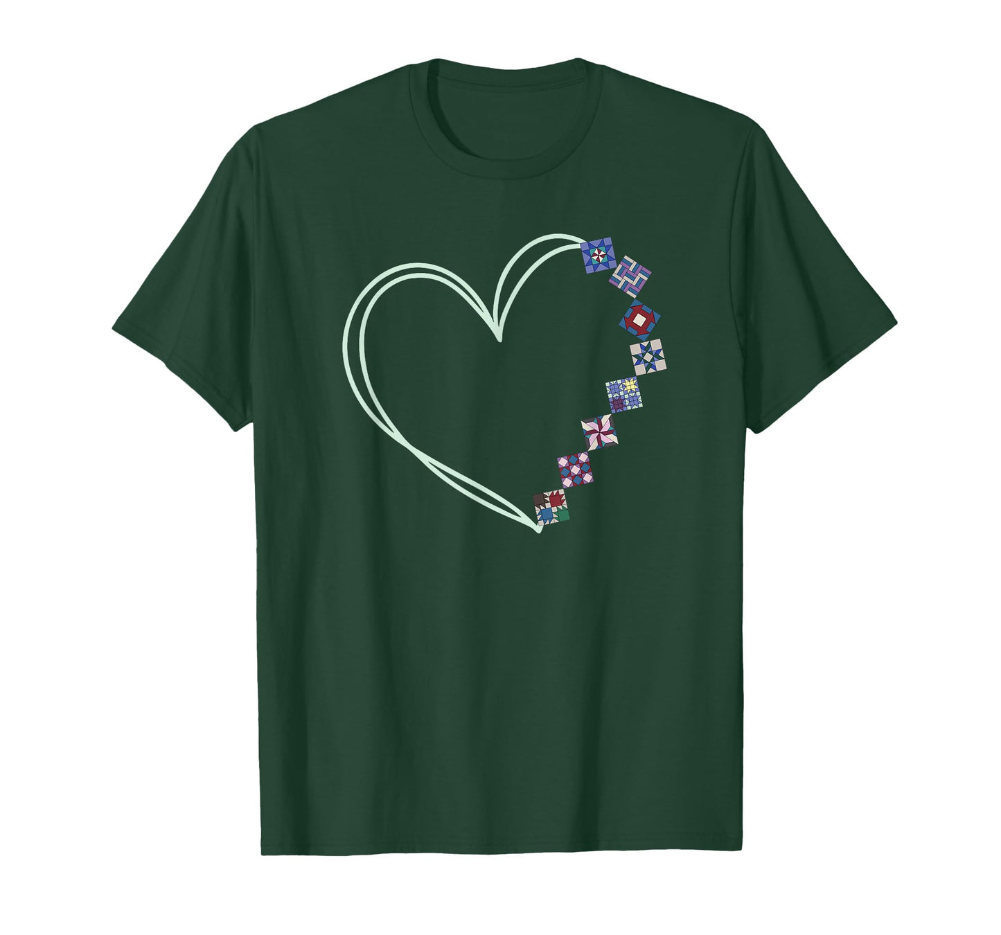 A Heart Made of Quilt Blocks Quilting T-Shirt