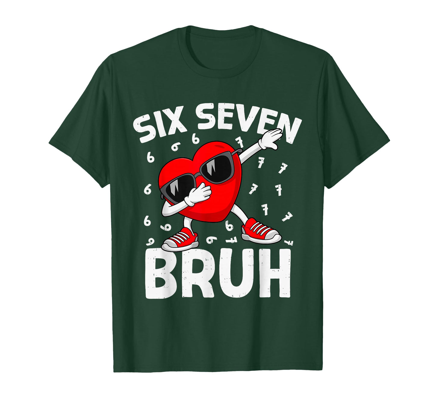 Valentines Day Six Seven Bruh 6 7 Meme Dab Heart Boys Kids T-Shirt