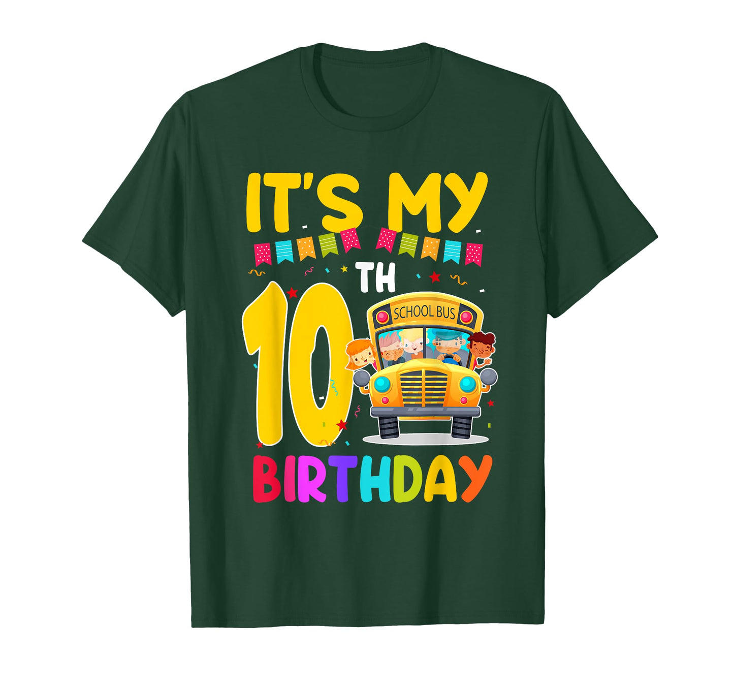 It's My 10th Birthday School Bus Theme 10 Year Old Birthday T-Shirt