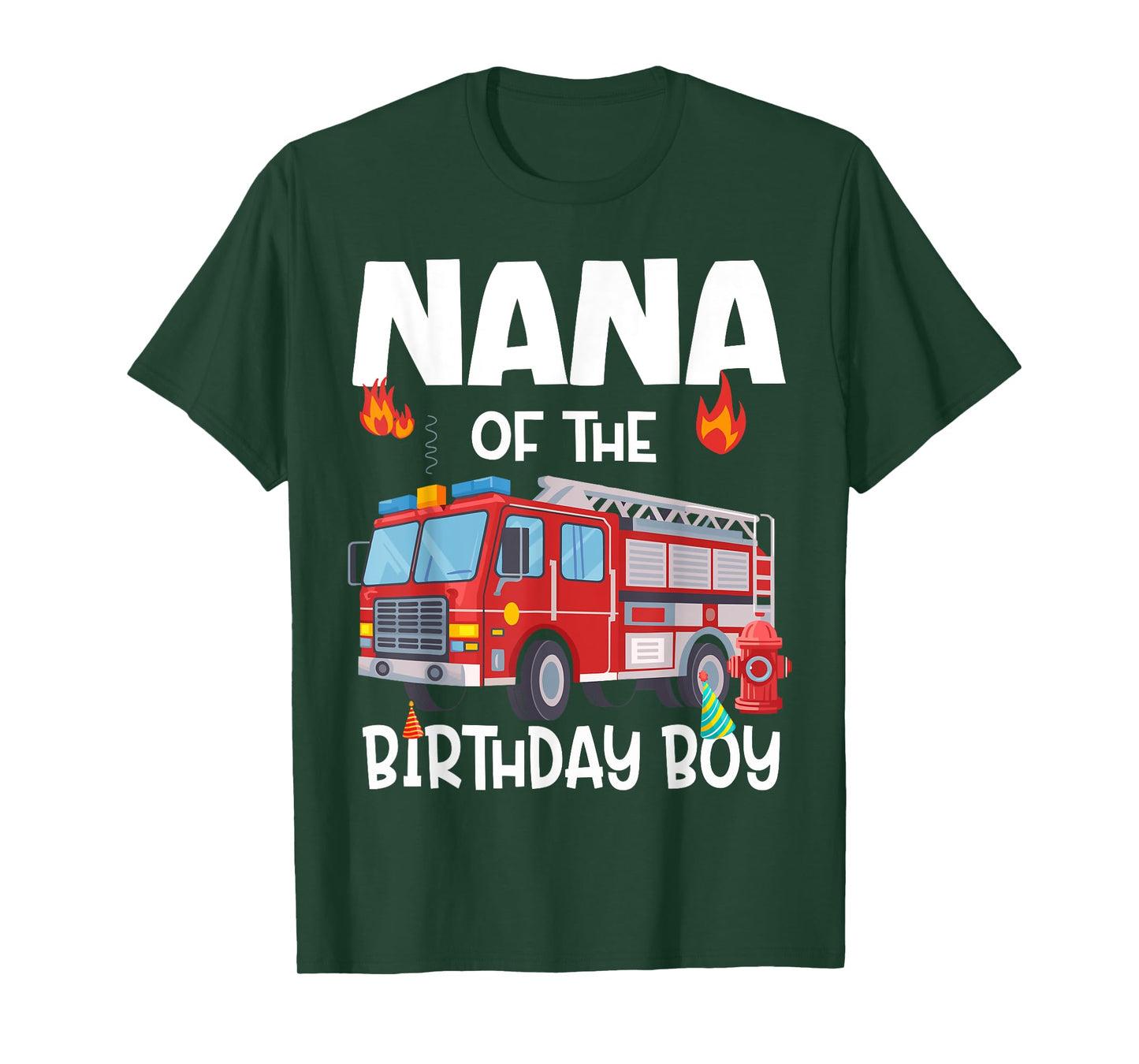 Nana of the Birthday Boy Fire Truck Firefighter Grandma Bday T-Shirt