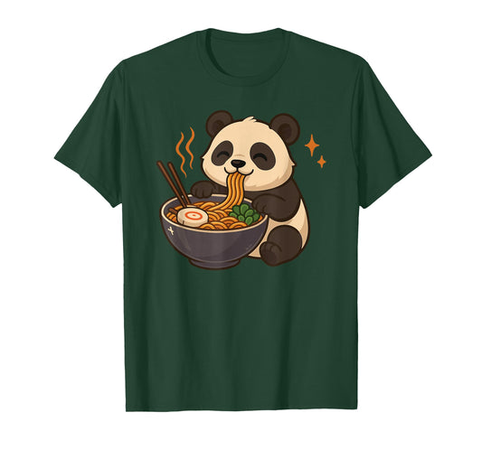 Panda with Noodles Ramen Kawaii Panda T-Shirt