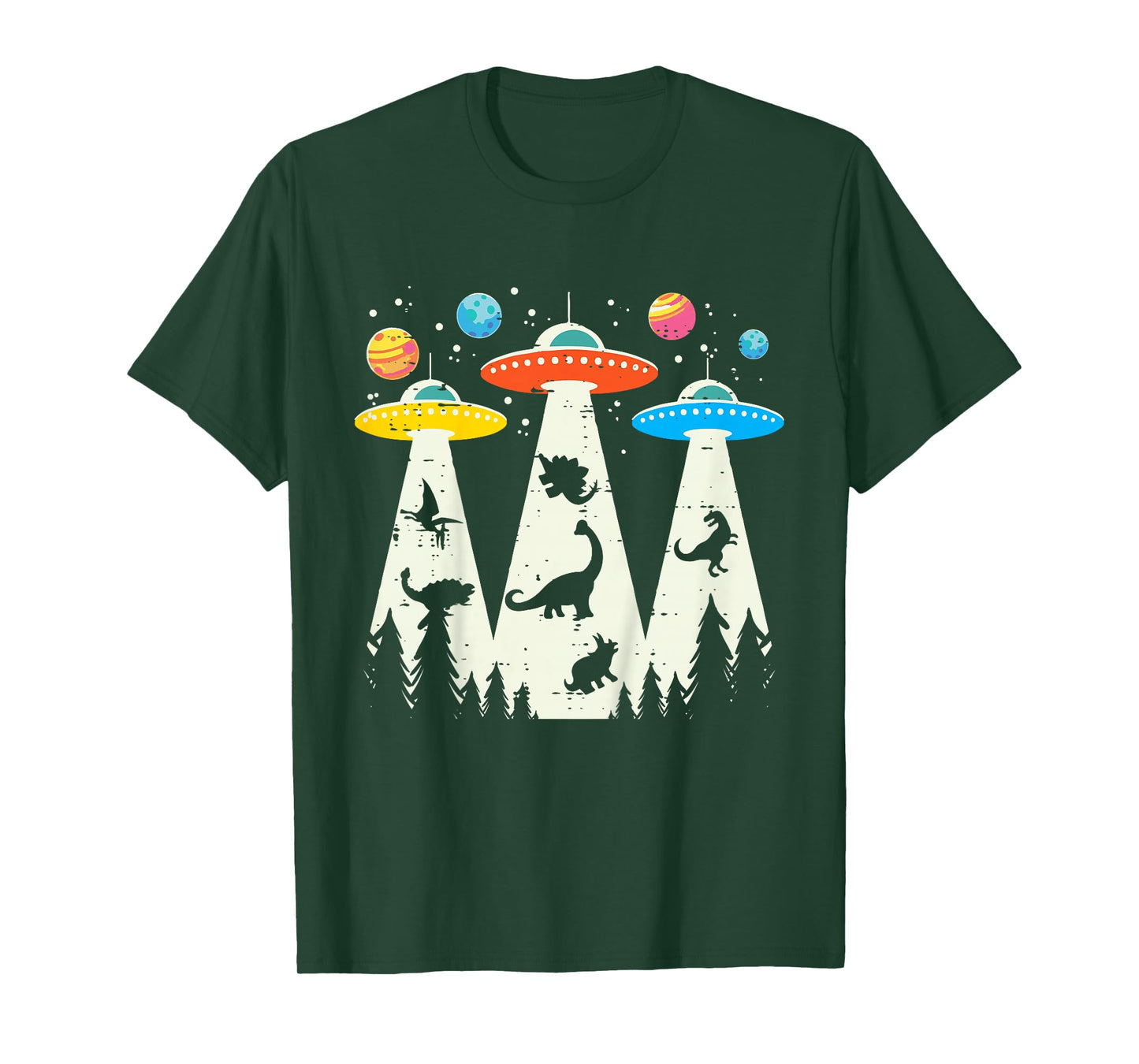 Kids Alien Abduction Dinosaur Funny UFO Space Toddler Boys Kids T-Shirt
