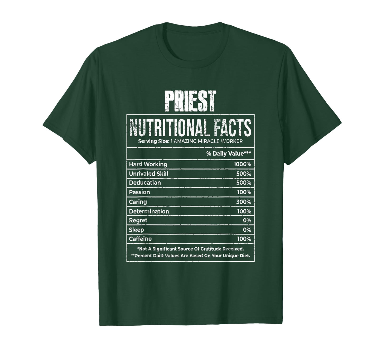 Nutritional Facts Priest Job Tittle T-Shirt