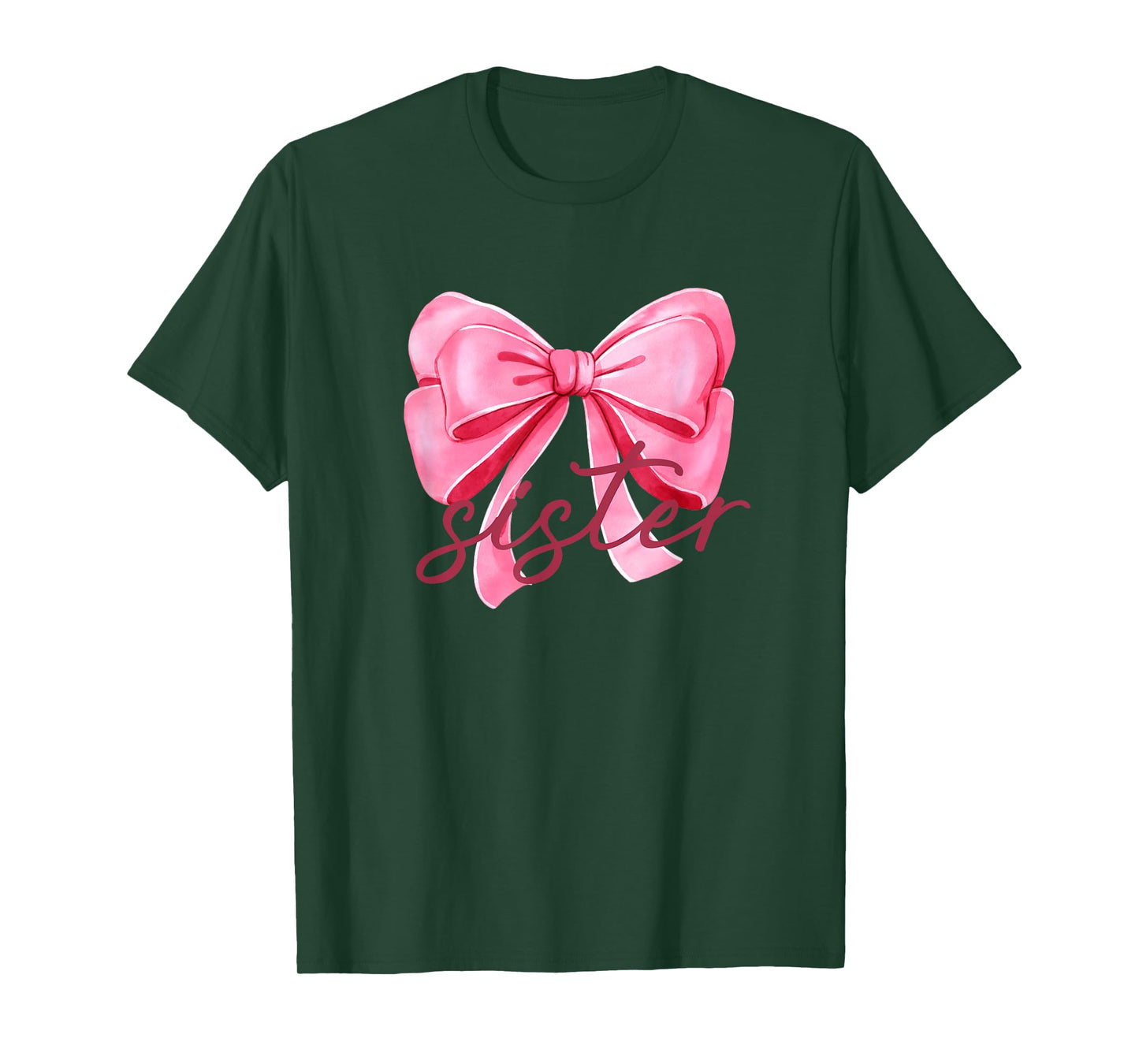 Sister Pink Bow Birthday Baby Shower Family Pink Ribbon T-Shirt