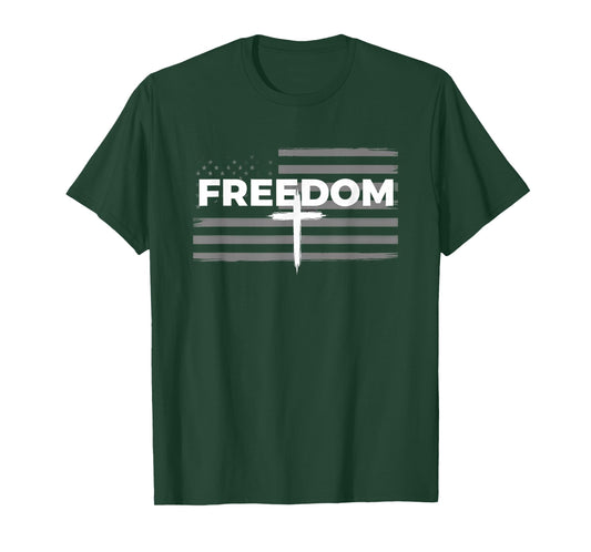 Christian Freedom Cross - Patriotic Faith & Country Flag T-Shirt