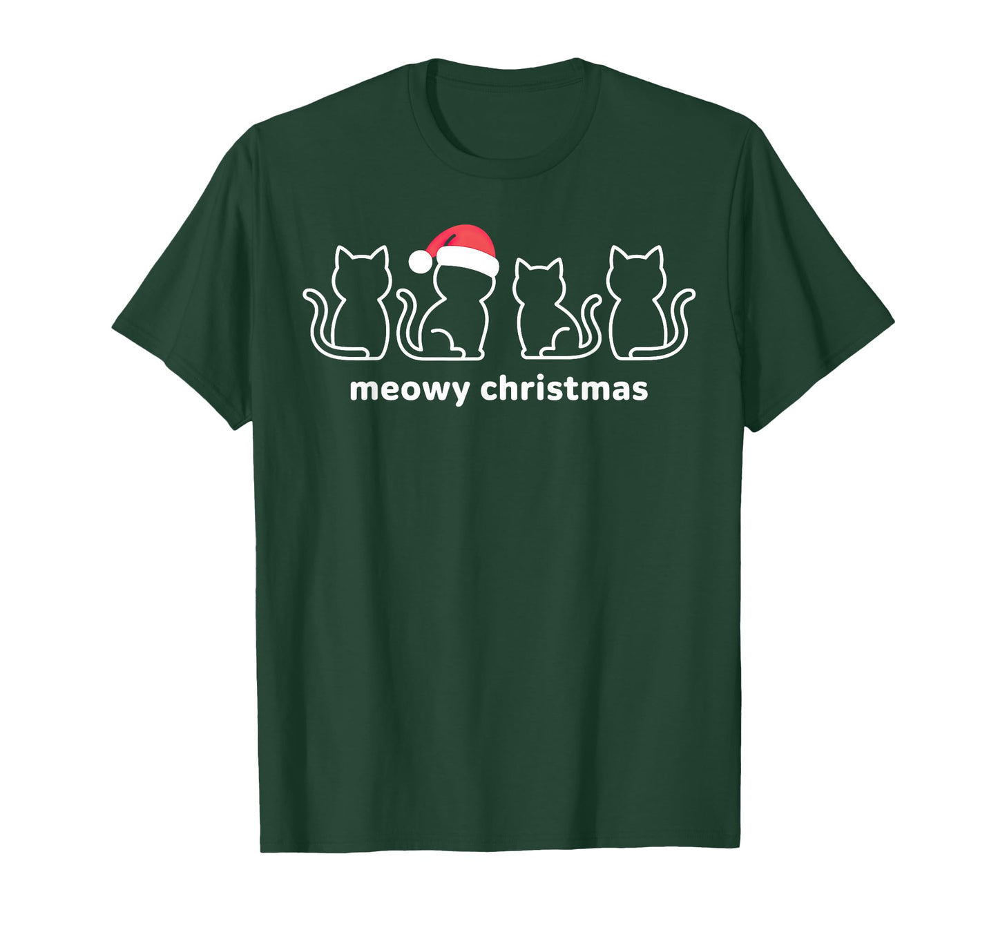 Meowy Catmas Cat Christmas Kitten Cats Santa Hat Xmas T-Shirt