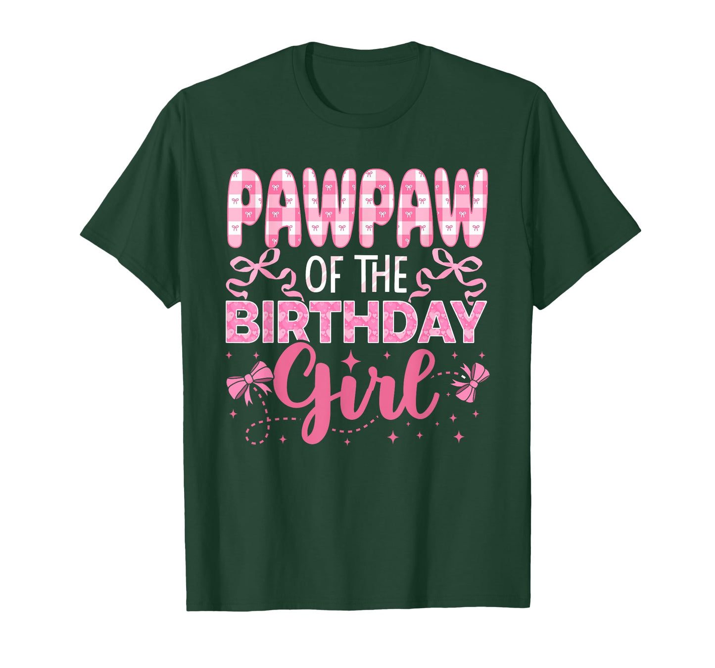 Pawpaw of The Birthday Girl Family Pink Coquette Bow T-Shirt