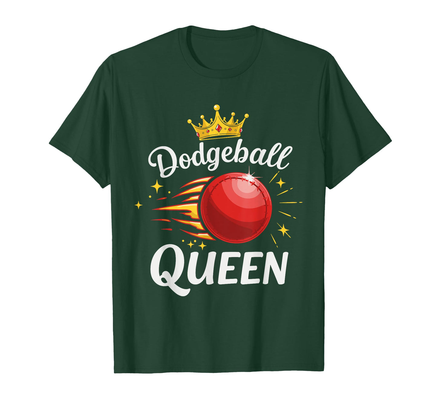 Dodgeball Queen with Crown and Red Ball Design T-Shirt