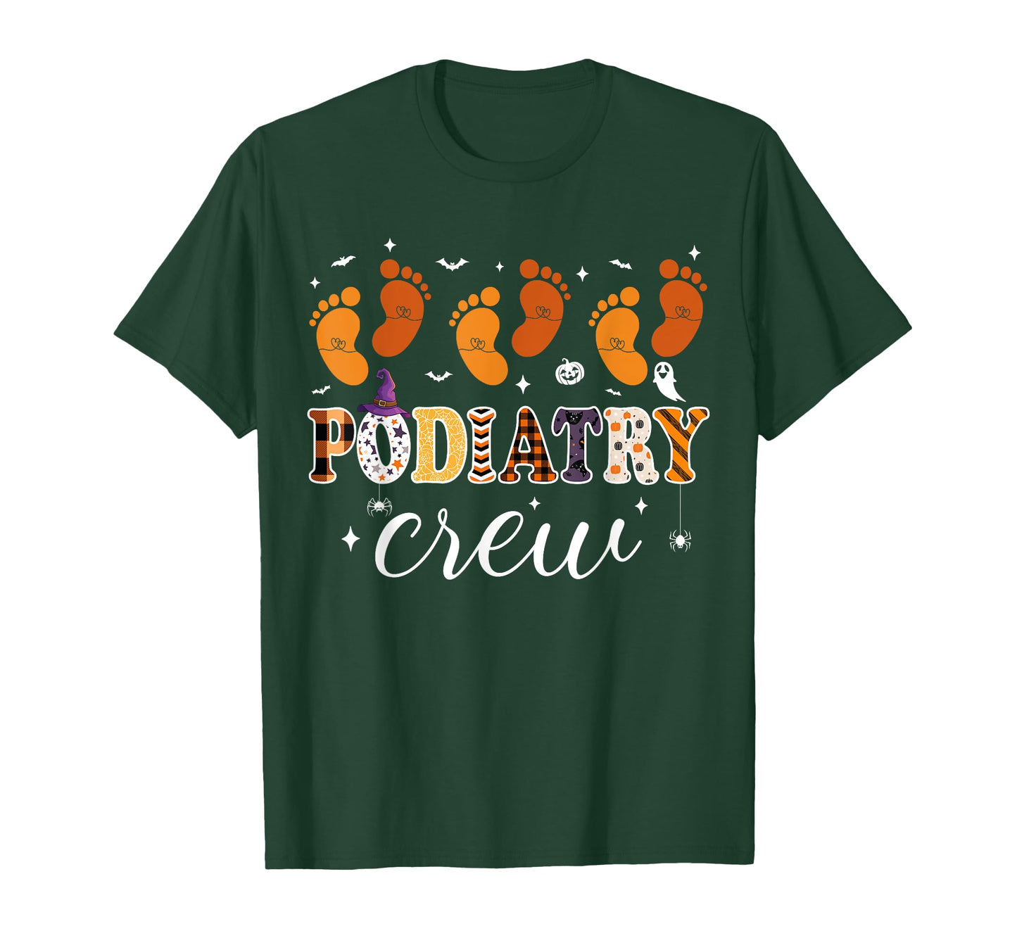 Podiatry Crew Footprint Podiatrist Pumpkin Ghost Halloween T-Shirt