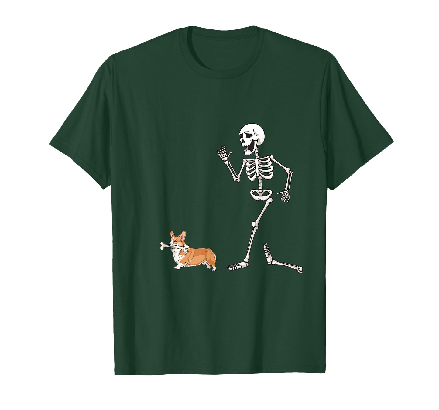 Funny Halloween Pembroke Welsh Corgi and Skeleton T-Shirt