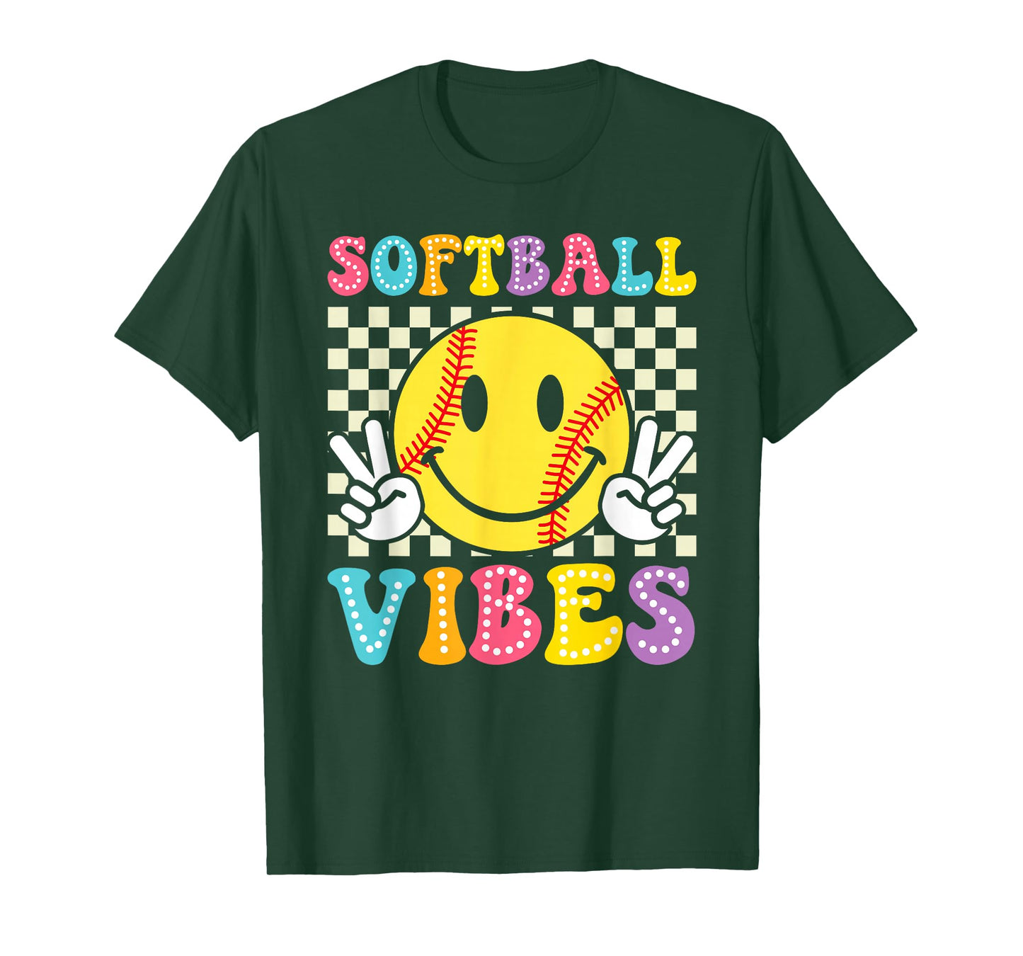 Softball Vibes Softball Retro Groovy Game Day Girls Women T-Shirt