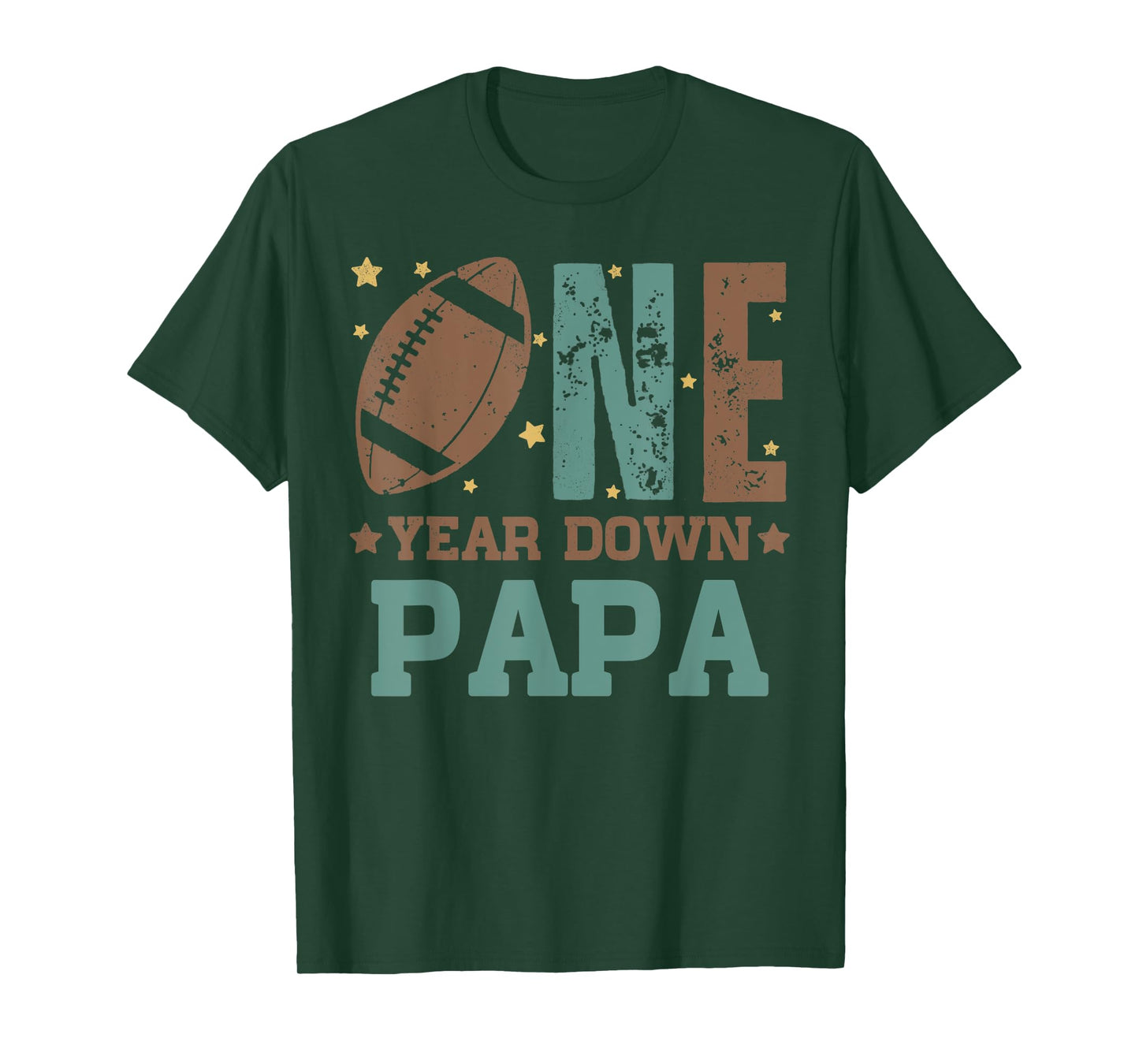 Papa of the 1 Year old Football 1st Year Down Birthday Party T-Shirt