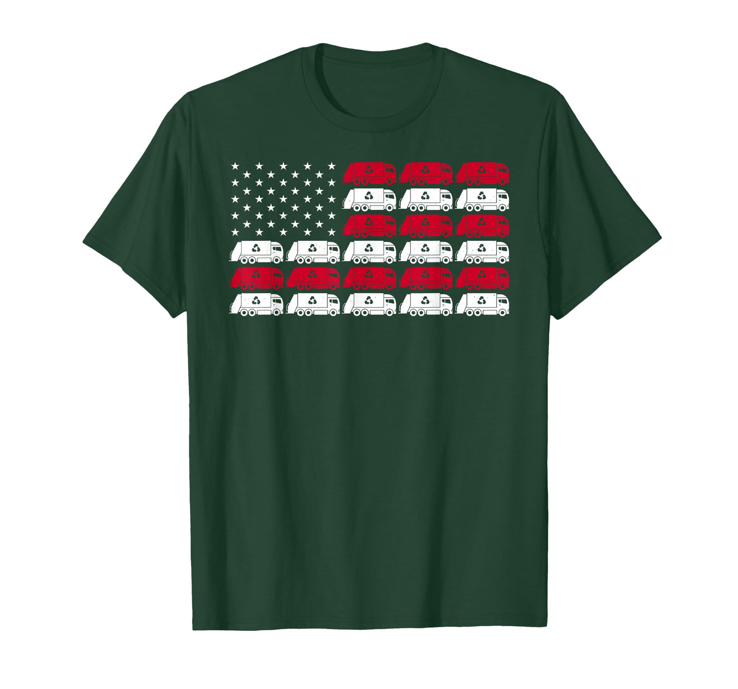 Garbage Truck USA American Flag Patriotic Men Women Boys T-Shirt