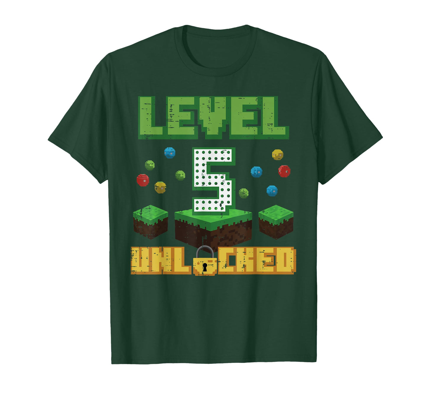 Level 5 Unlocked Pixel Gamer 5th Birthday Gaming Boys Kids T-Shirt