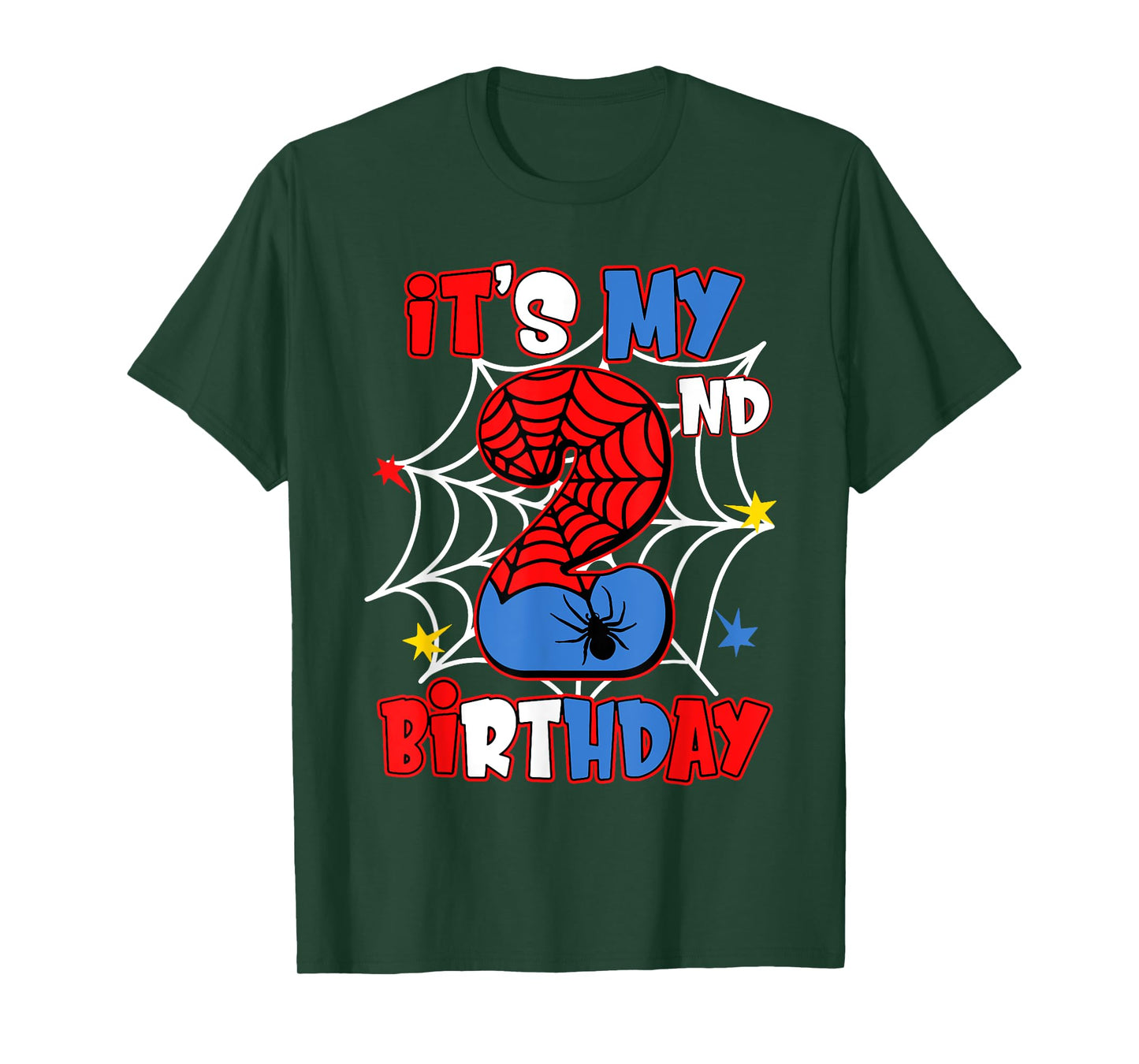 It's My 2nd Birthday Spider Web Theme Party 2 Years Old Boys T-Shirt