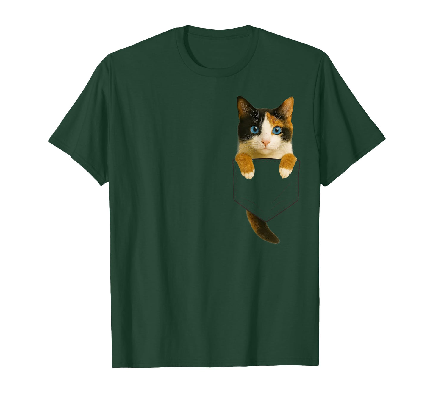 Cute Calico Cat Pocket Funny Gifts Cat Mom Cat Dad Cat Lover T-Shirt
