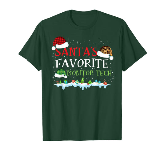 Santa's Favorite Monitor Tech Fun Christmas T-Shirt
