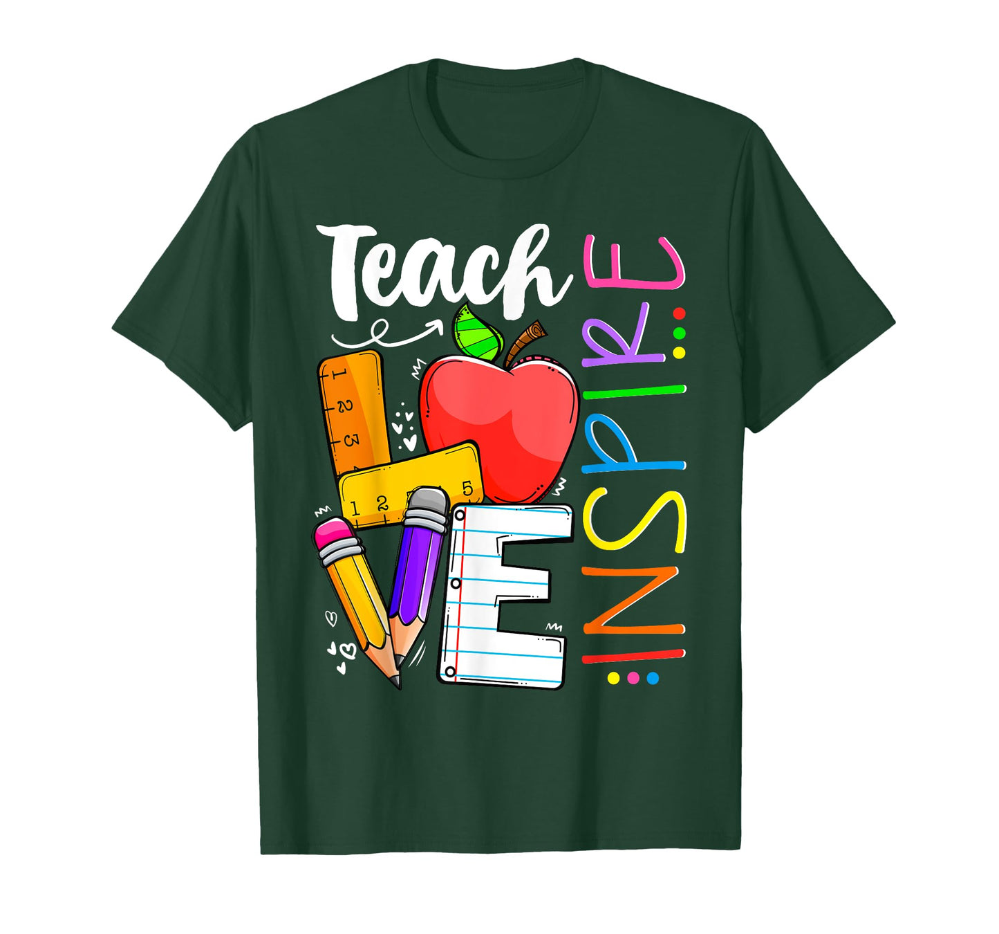 Cute Teach Love And Inspire Men Women Teacher T-Shirt