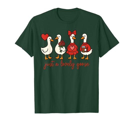 Just A Lovely Goose Cute Pink Silly Goose Valentine's Day T-Shirt