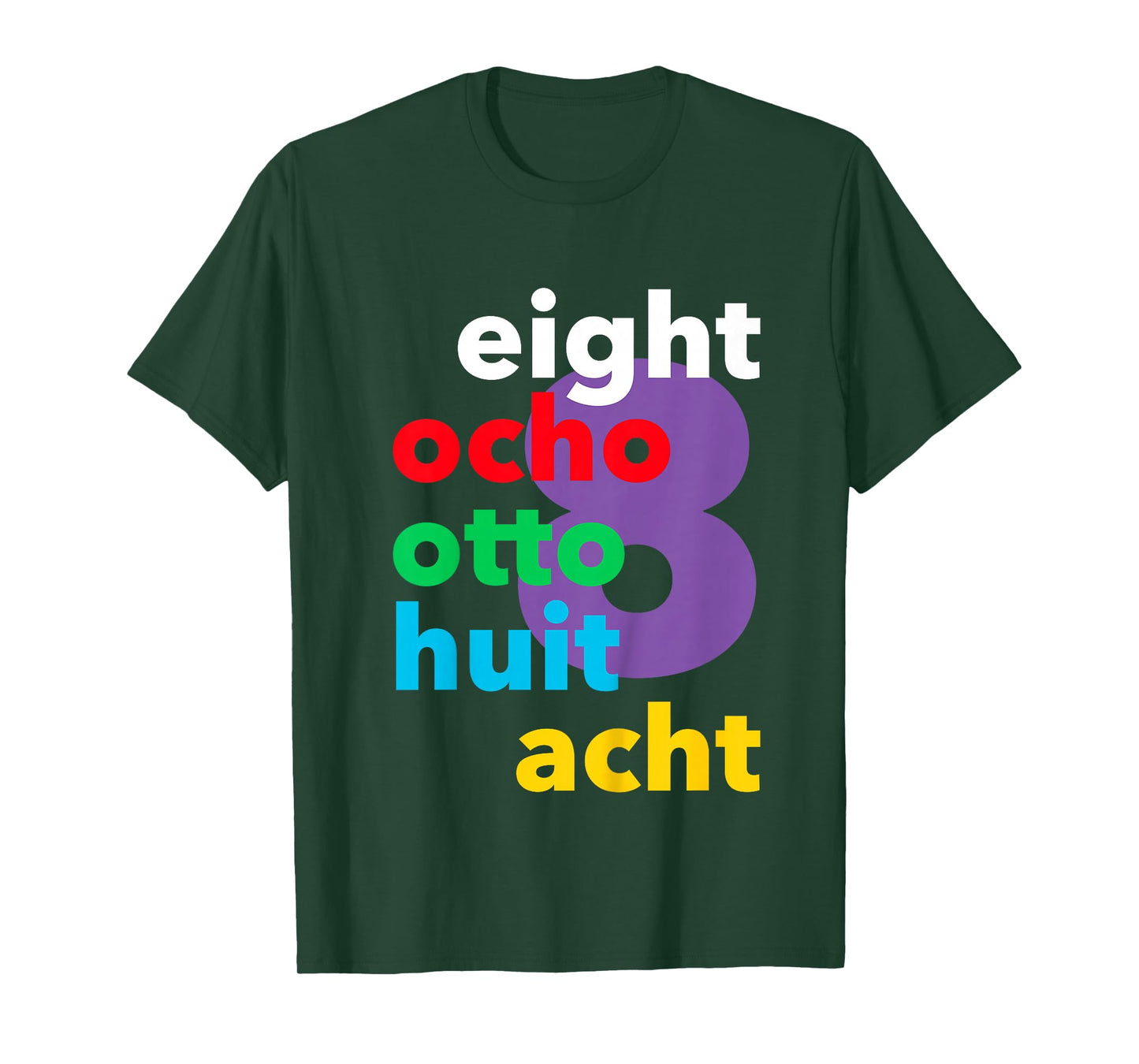 Eight Ocho Otto Huit Acht 8 Eighth Birthday Boys Girls Kids T-Shirt