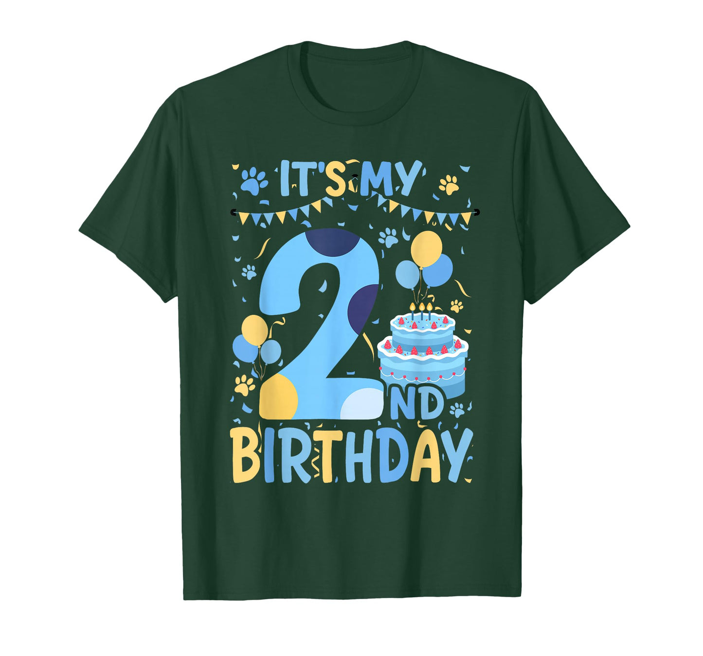 2nd Birthday Boy Blue Dog Theme Party Two Cool 2 Year Old T-Shirt