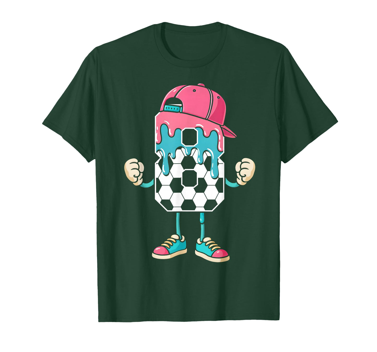Soccer 8 Year Old Ice Cream Drip Youth 8th Birthday Boy 8 T-Shirt