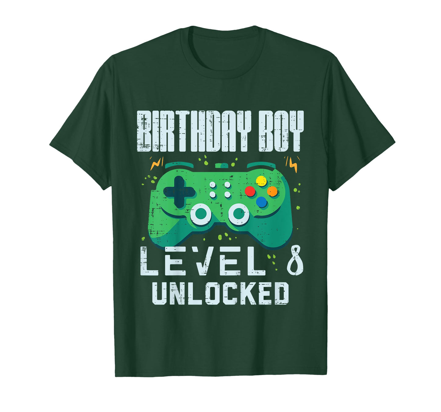 Kids Birthday Boy Level 8 Unlocked Gamer Controller 8th Bday Boys T-Shirt