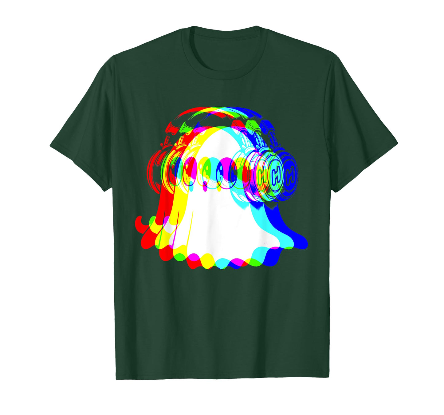 House Music Ghost DJ Rave Color Optical Illusion Halloween T-Shirt
