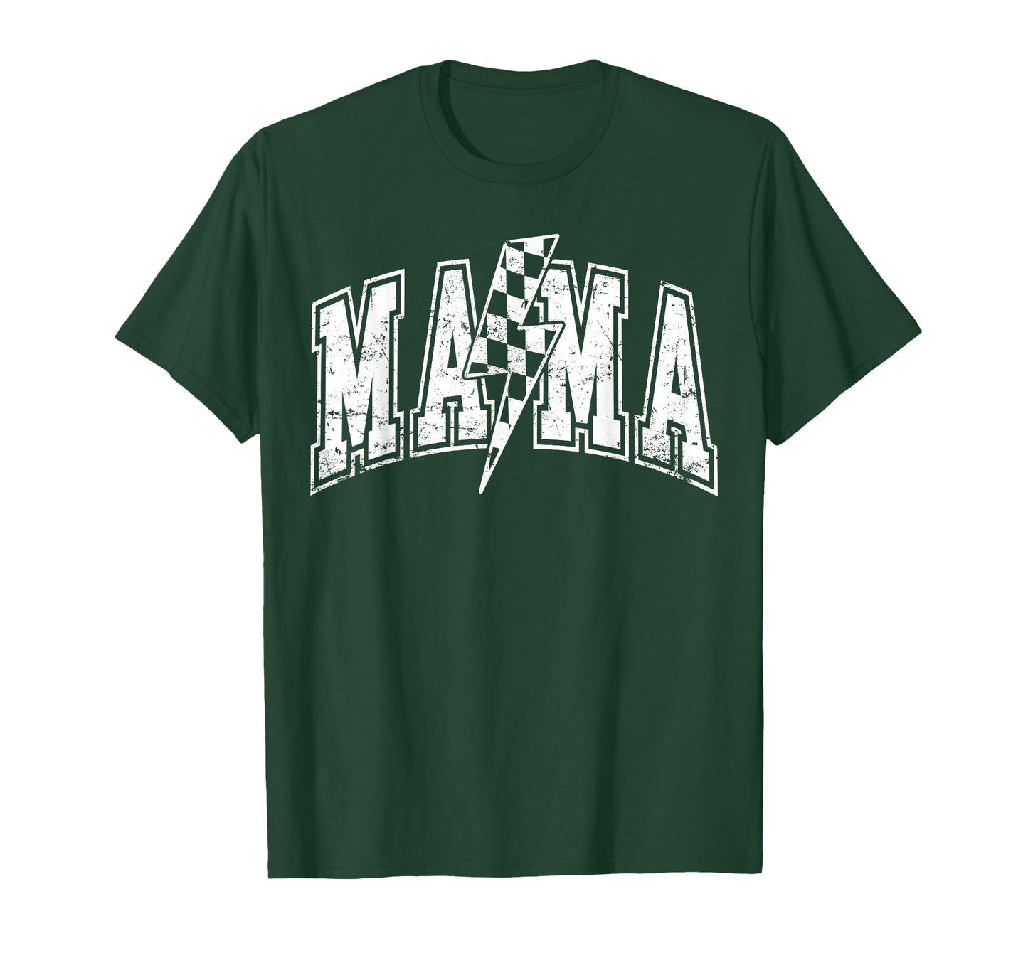 Mama Lightning Bolt Checkered Varsity Mom Women Mother's Day T-Shirt