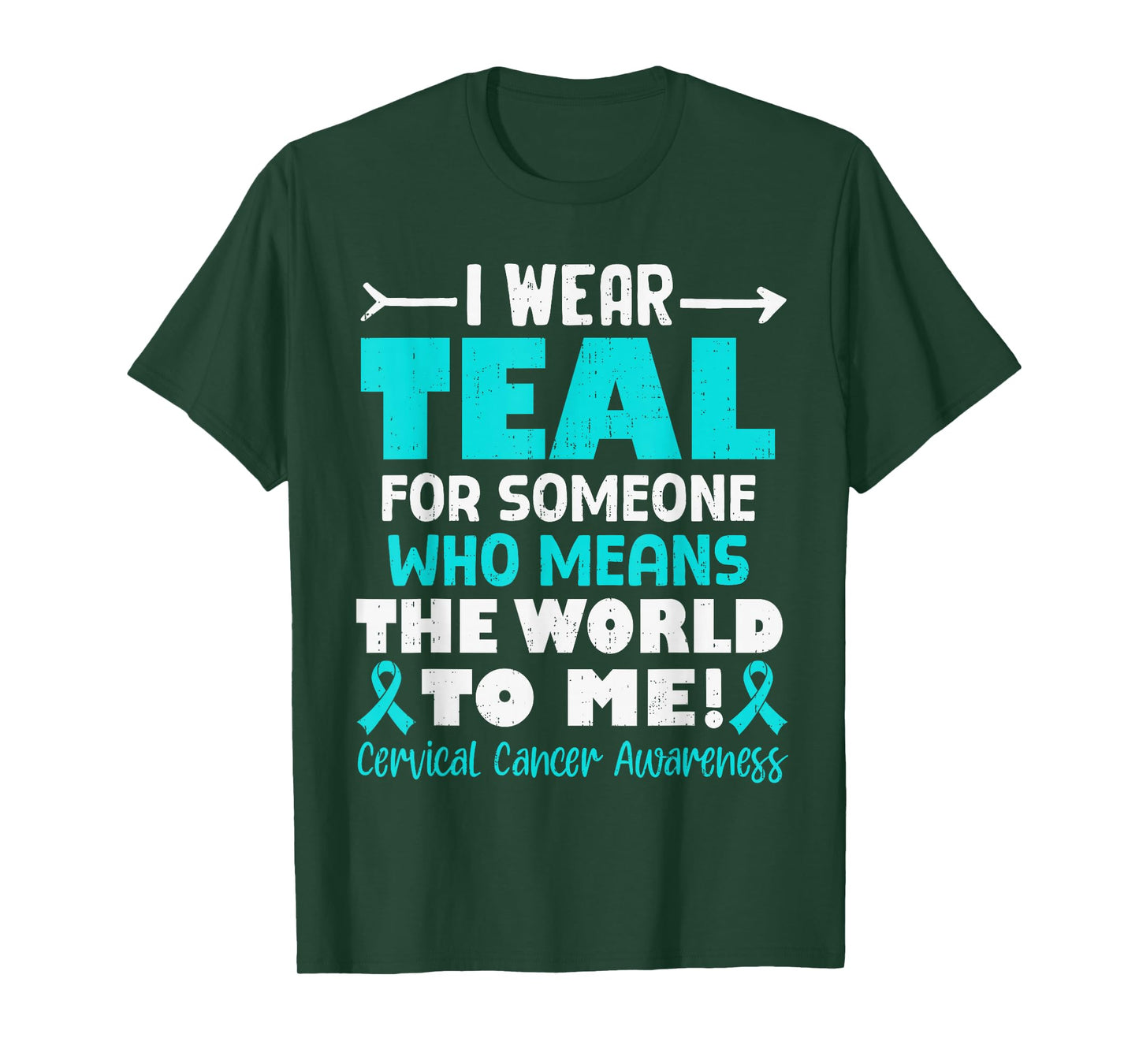 Cervical Cancer Awareness Ribbon Teal Support Men Women Kids T-Shirt