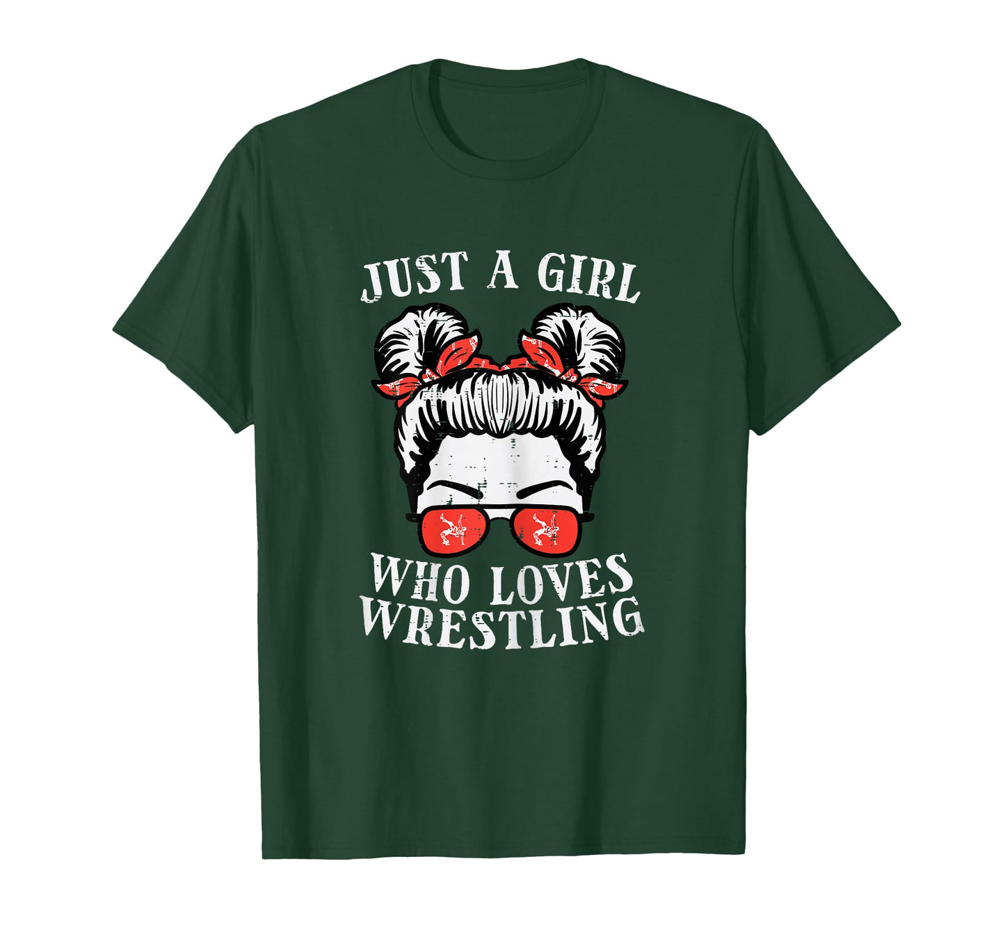 Just Girl Who Loves Wrestling Messy Bun Wrestler Women Kids T-Shirt