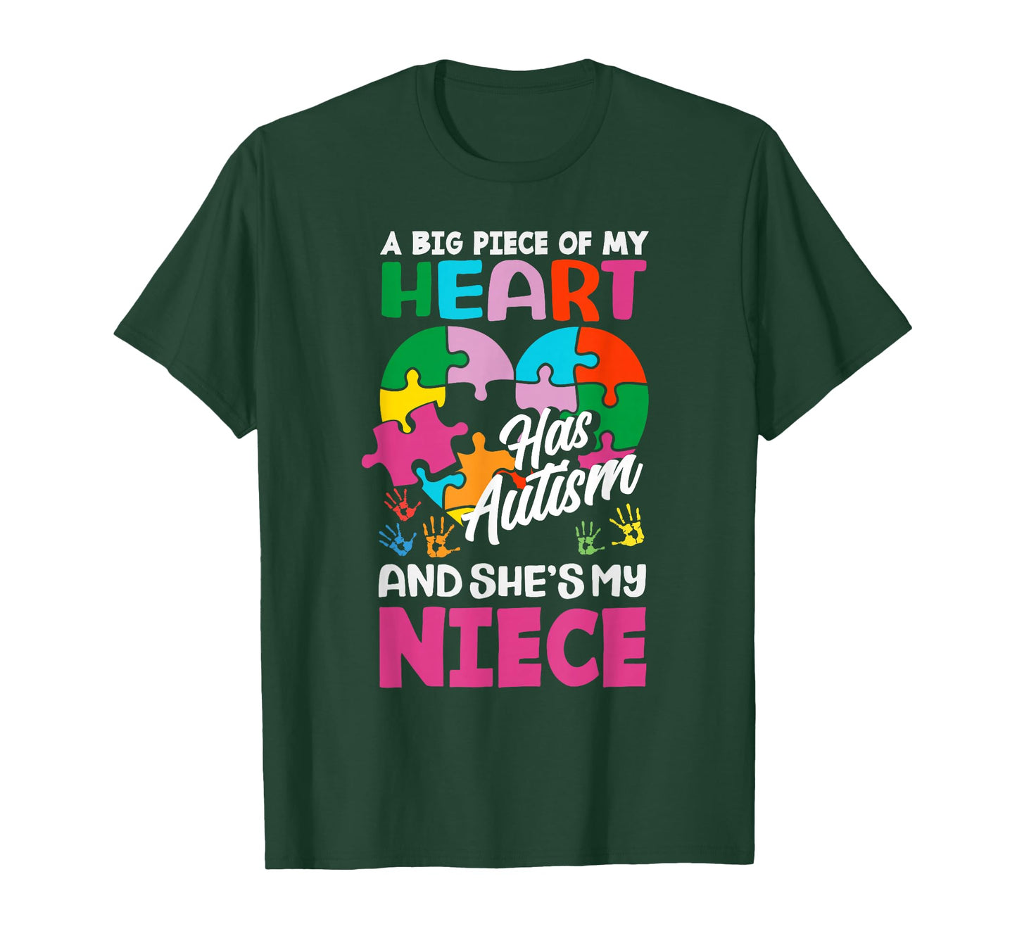 Heart Niece Support Autism Awareness Puzzle Piece Ribbon T-Shirt