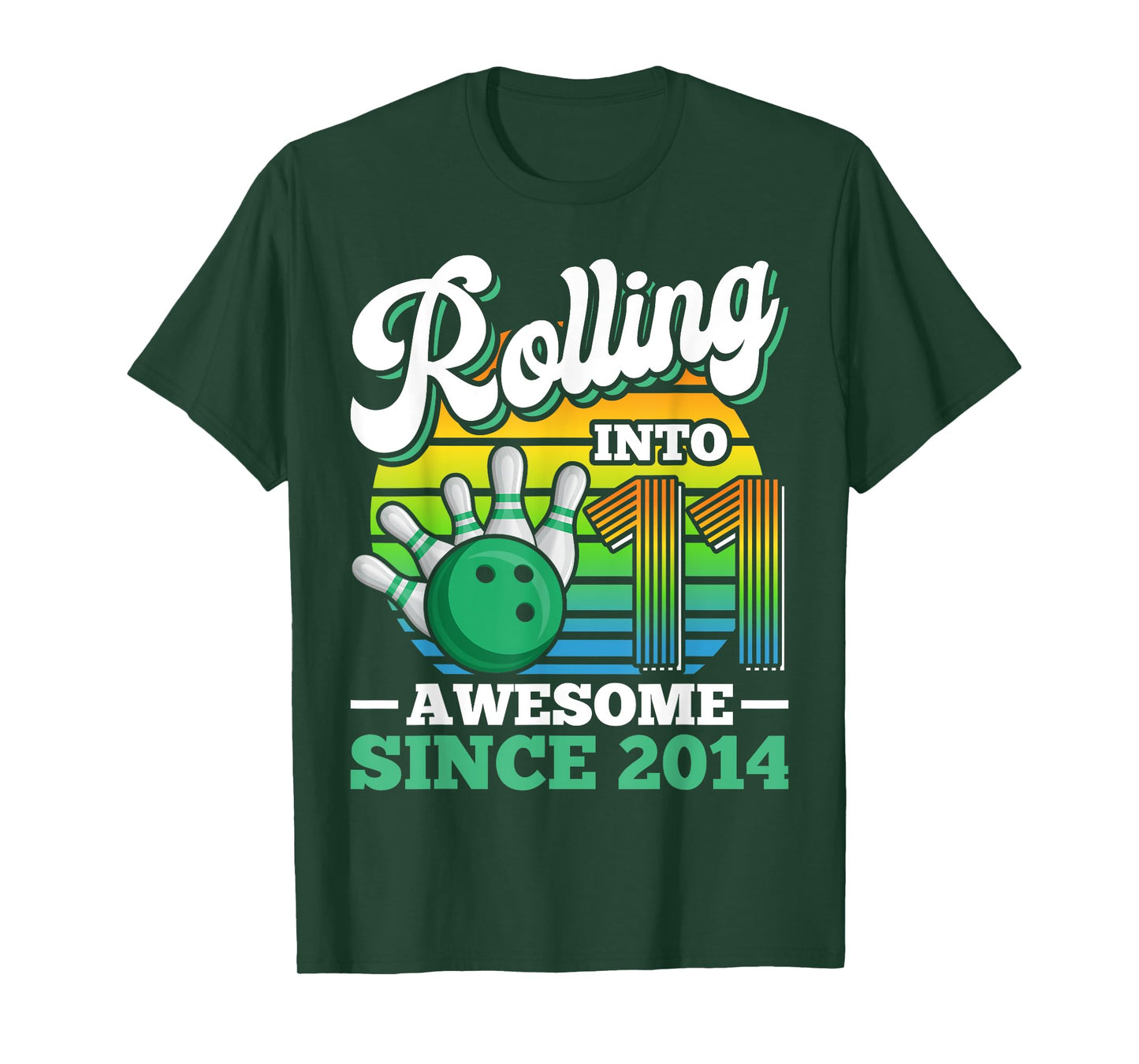 Bowling Birthday Party Rolling Into 11 Years 11th Birthday T-Shirt