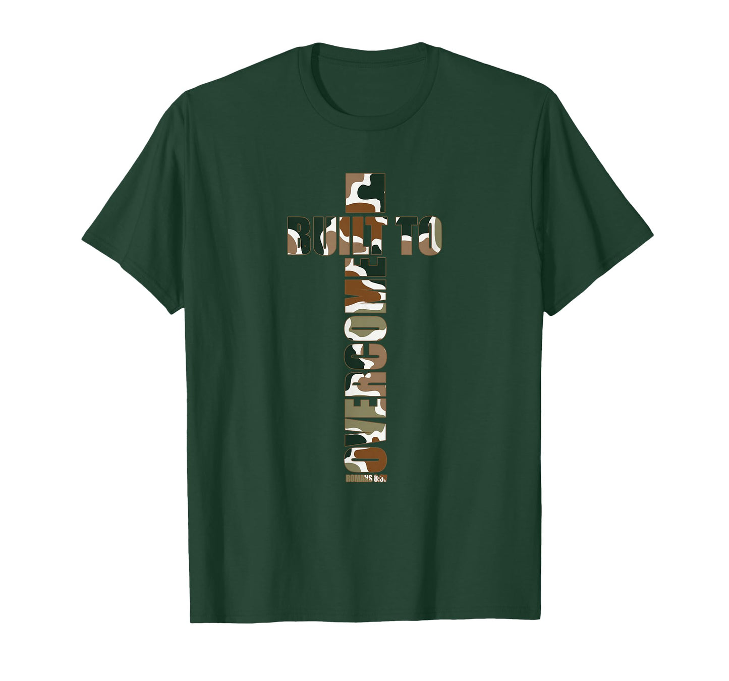 Built to Overcome Camo Christian Faith Gym Scripture Workout T-Shirt