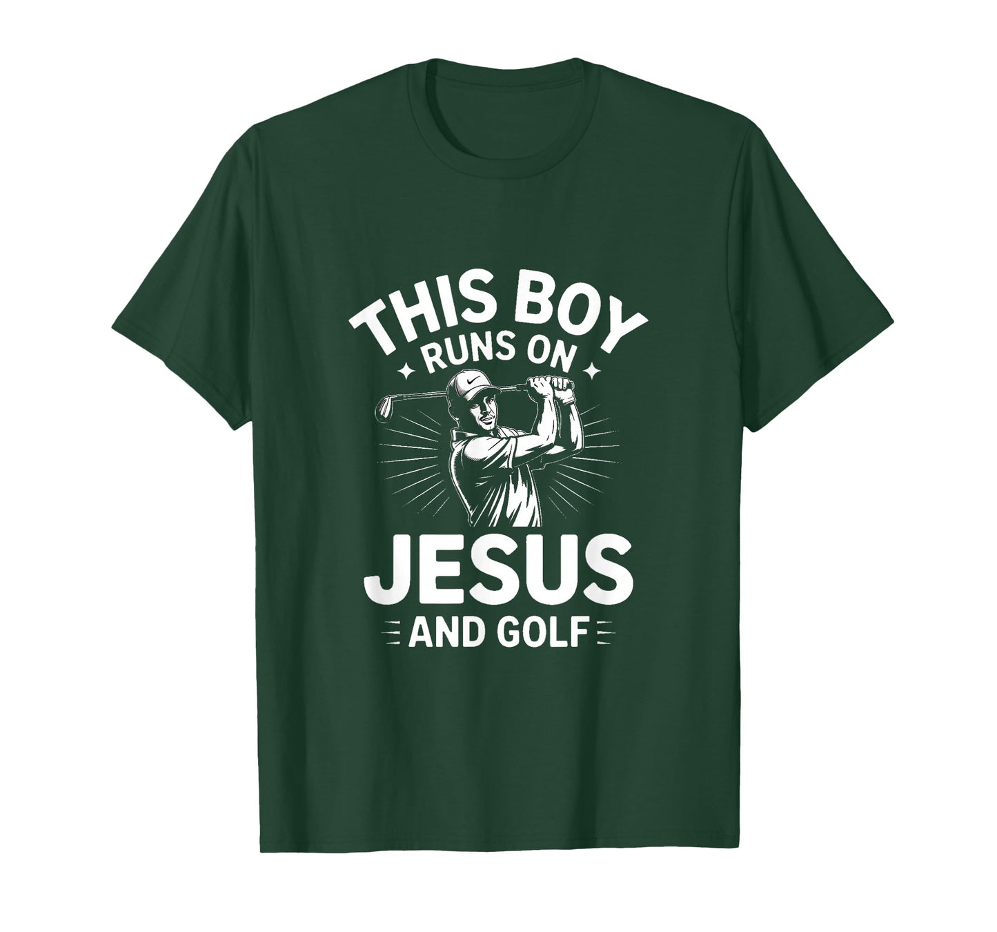 This Boy Runs On Jesus and Golf Christian Golfer T-Shirt