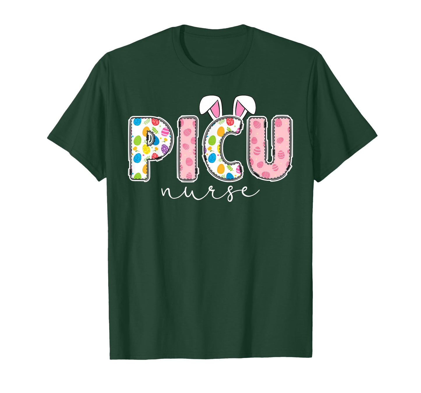 Cute PICU Nurse Easter Bunny Pediatric ICU Nurse Easter Day T-Shirt