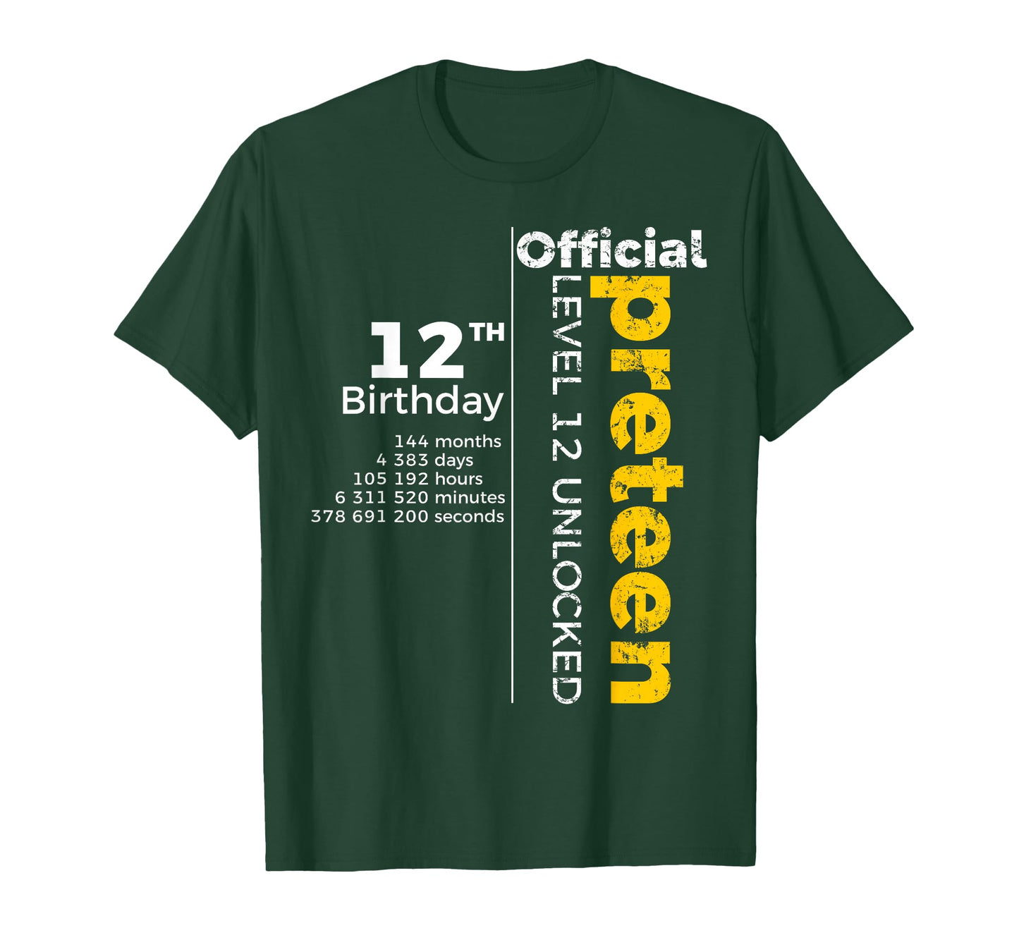 12th Birthday - Official Preteen Level 12 Unlocked Funny T-Shirt