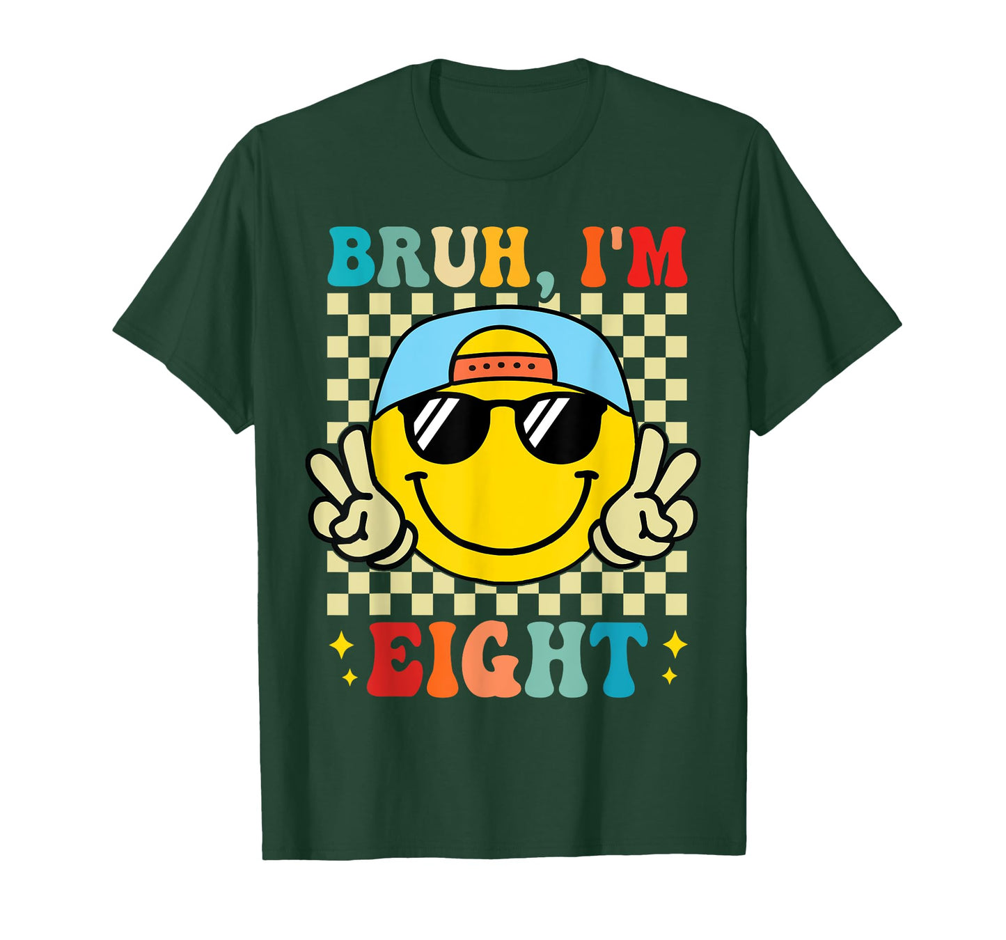 Bruh I'm Eight 8 8th Birthday Groovy Boys Girls 8 Years Old T-Shirt